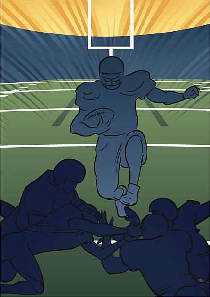 ilustrações de stock, clip art, desenhos animados e ícones de cena de futebol americano-running back - american football stadium illustrations