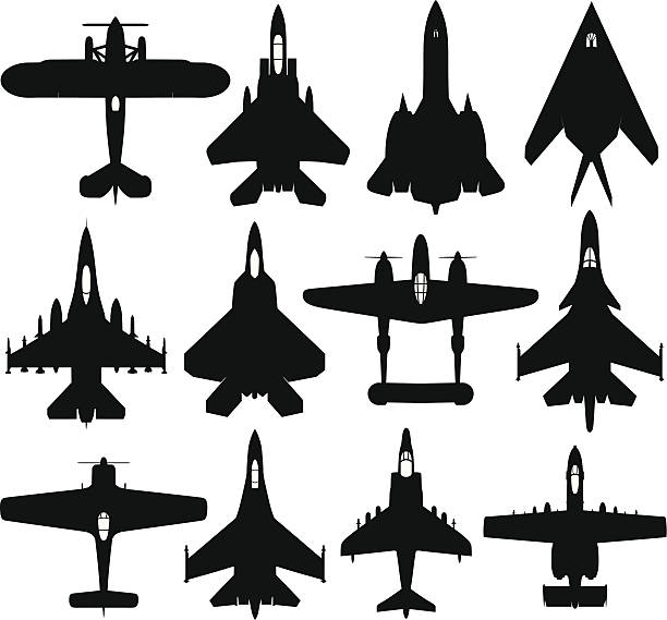 wojskowe samoloty - military airplane stock illustrations