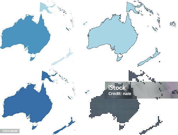 オセアニア 4 つの異なるブルーのマップ - イラストレーションのベクターアート素材や画像を多数ご用意 - イラストレーション, オセアニア, オーストラリア