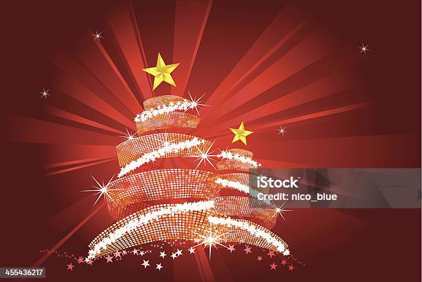 Рождество Деревьев На Красный Starburst — стоковая векторная графика и другие изображения на тему Абстрактный - Абстрактный, Абстрактный задний план, Без людей