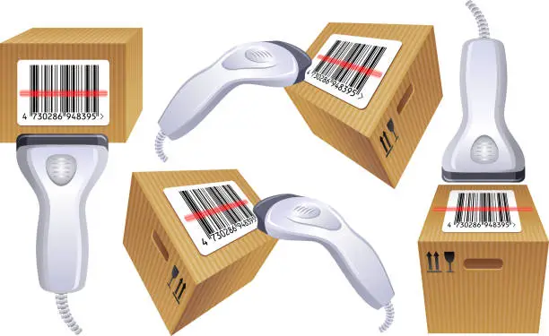 Vector illustration of Bar-code box scanner