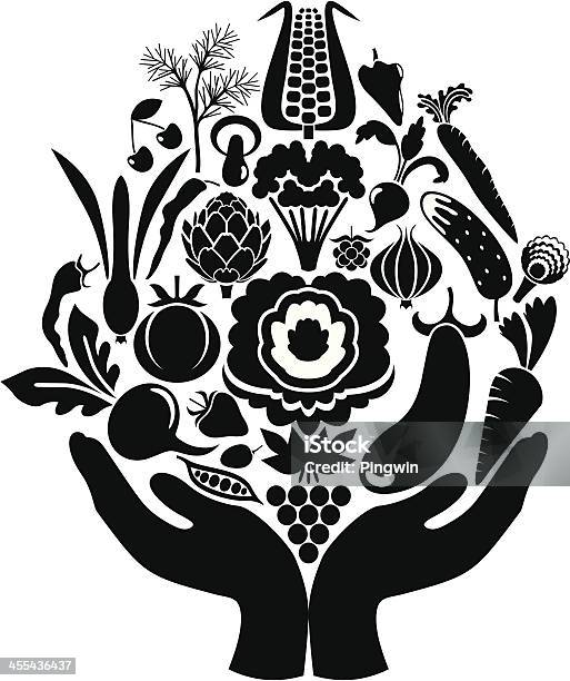 Harvest In Hands Stock Illustration - Download Image Now - Computer Graphic, Human Hand, Vegetable