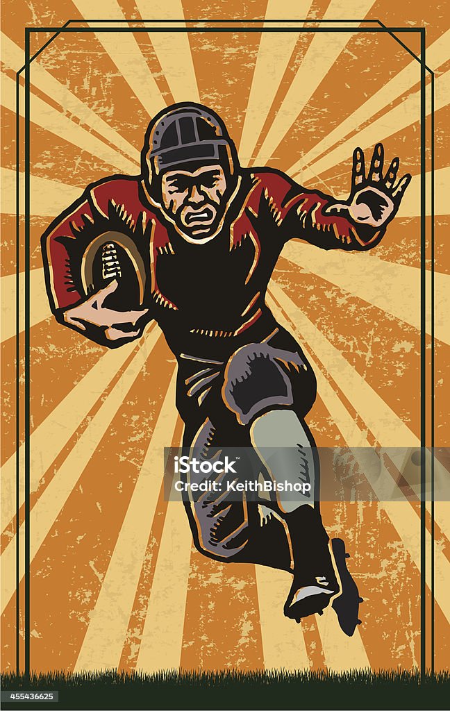 복고풍 Football Player-Running Back - 로열티 프리 1940-1949 년 벡터 아트