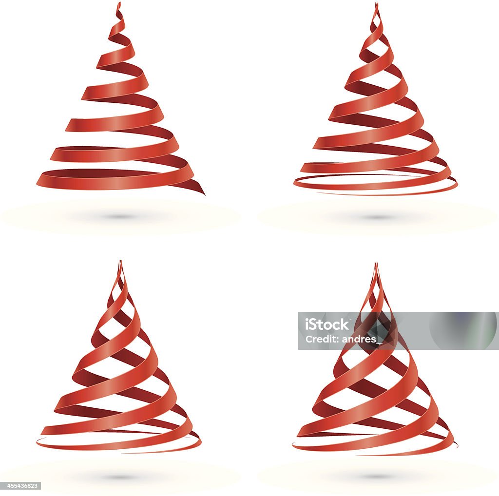 Czerwona wstążka Christmas tree - Grafika wektorowa royalty-free (Choinka)