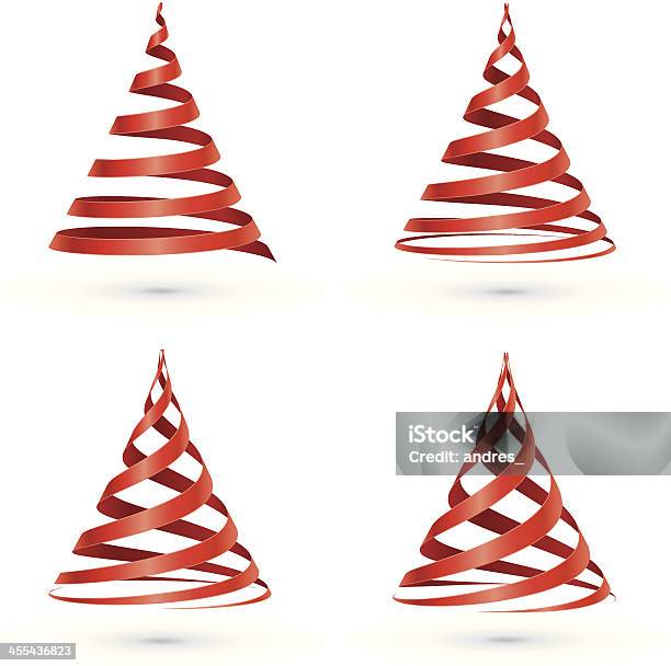Red Ribbon Christmas Tree Stock Illustration - Download Image Now - Christmas Tree, Ribbon - Sewing Item, Spiral