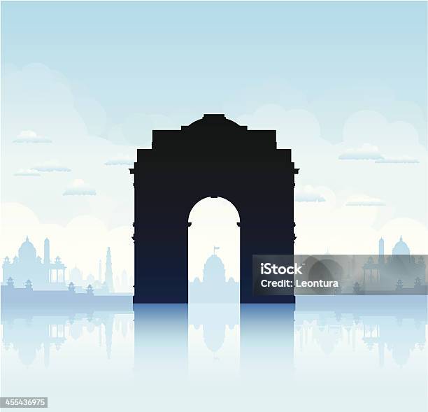 Ворота Индииньюдели — стоковая векторная графика и другие изображения на тему Нью-Дели - Нью-Дели, Большой город, Векторная графика