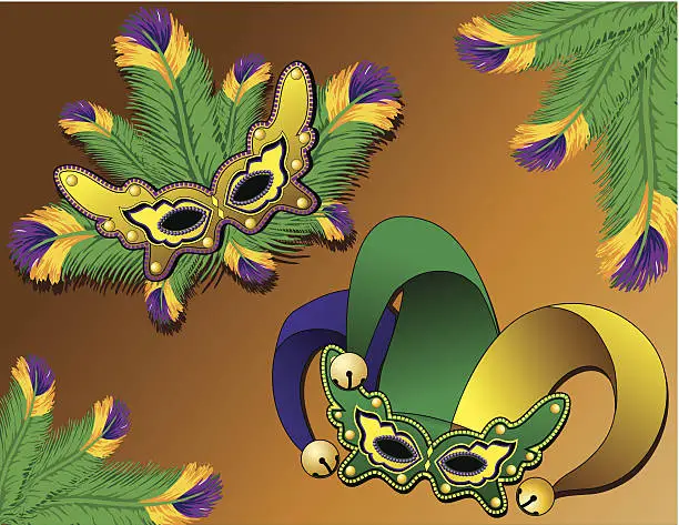 Vector illustration of Mardi Gras Jester element set