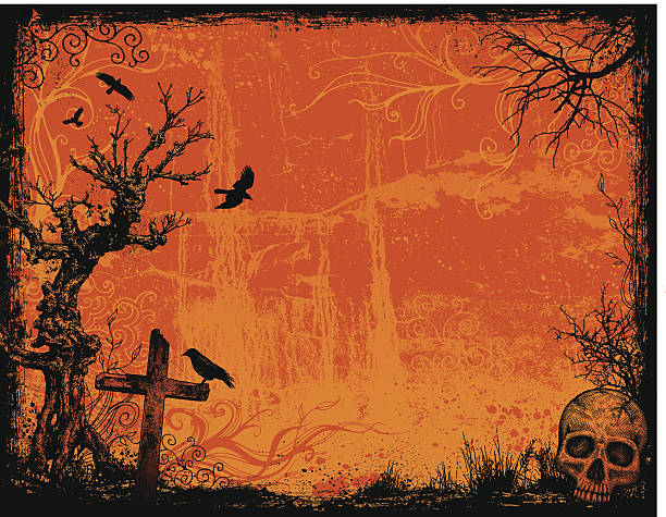 halloween-hintergrund-frame - backgrounds textured inks on paper black stock-grafiken, -clipart, -cartoons und -symbole