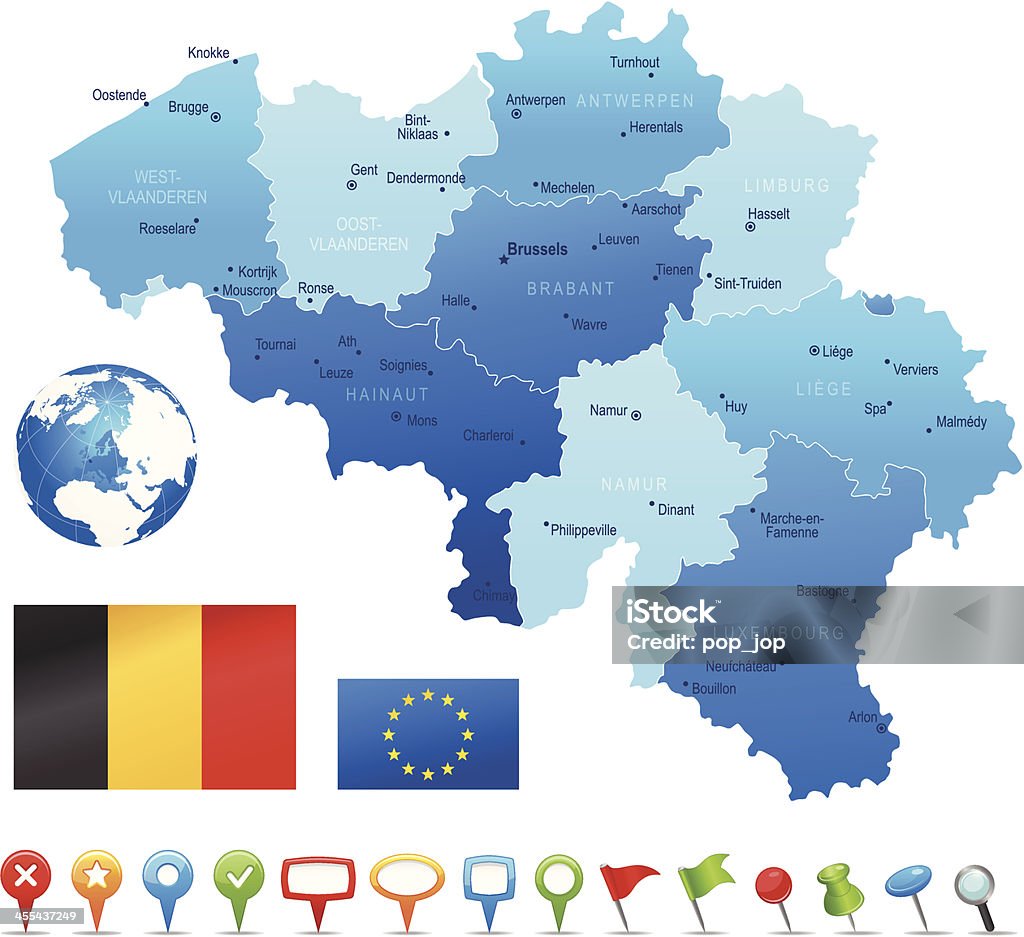 ベルギー-非常に詳細な地図 - ブリュッセル首都圏地域のロイヤリティフリーベクトルアート