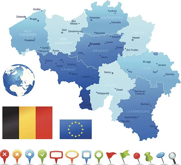 Vector illustration of Belgium - highly detailed map