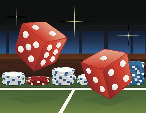 Vector illustration of Craps Table and Dice