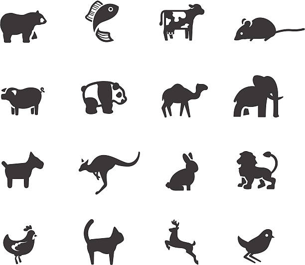 ilustrações, clipart, desenhos animados e ícones de símbolos de animal - pig silhouette animal livestock