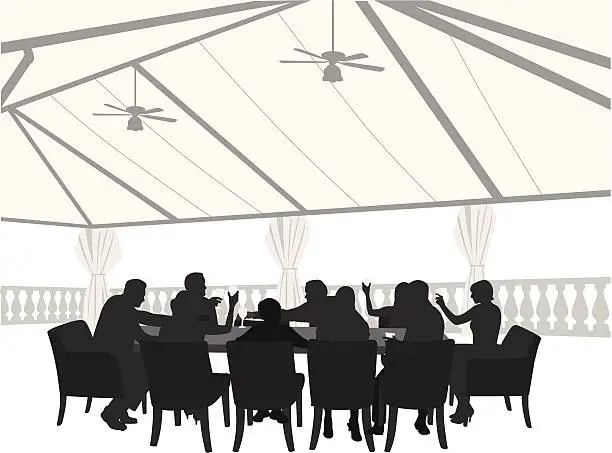 Vector illustration of Outdoor Restaurant Vector Silhouette