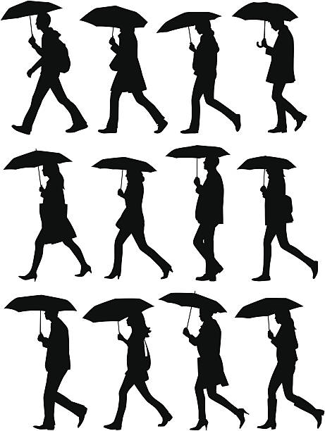 illustrations, cliparts, dessins animés et icônes de parapluie personnes - shower silhouette women people