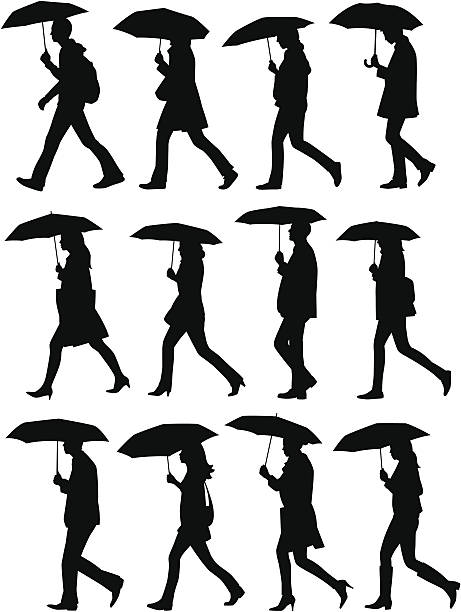 Umbrella People vector art illustration