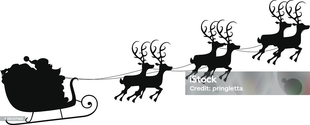 Silhouette di Babbo Natale Slitta da traino - arte vettoriale royalty-free di Babbo Natale