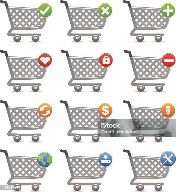 Shopping Cart Vector Icons Stock Illustration - Download Image Now - Buying, Dollar Sign, Downloading
