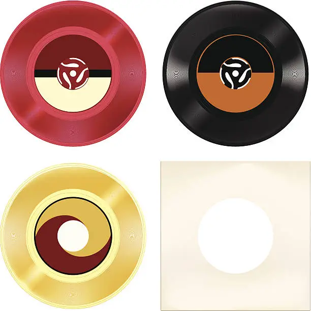 Vector illustration of 45RPM Vintage Record Group