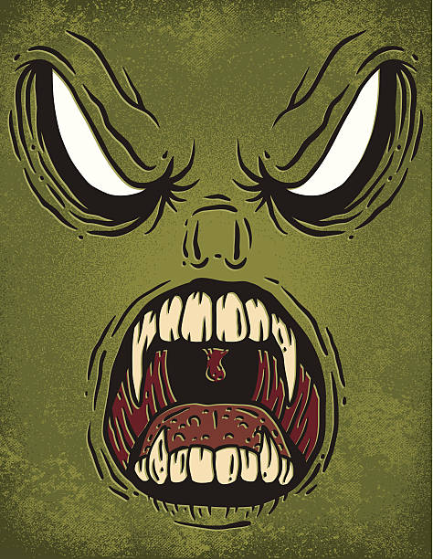 Scary Face vector art illustration
