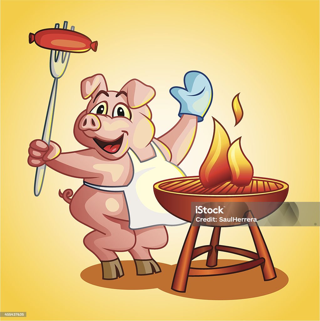 Cuisine barbecue de porc - clipart vectoriel de Rôti de porc libre de droits