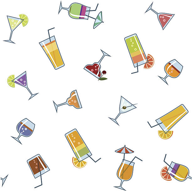 ilustrações, clipart, desenhos animados e ícones de coquetéis-sem costura - orange portion fruit drink