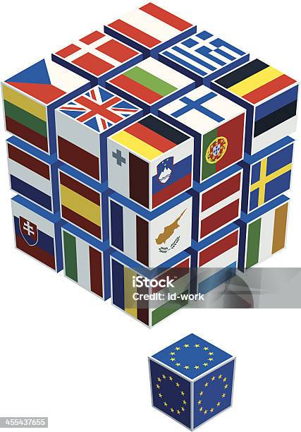 Bandeiras Da União Europeia Em Cubos - Arte vetorial de stock e mais imagens de Bandeira - Bandeira, Cubo, Puzzle