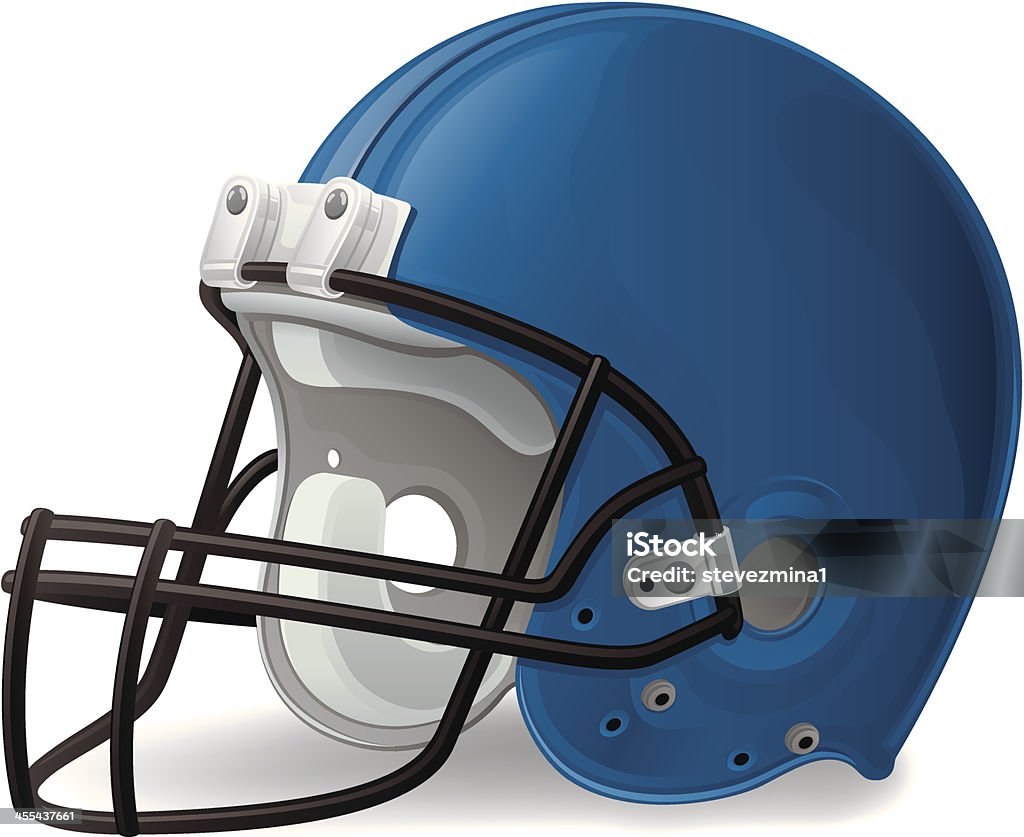 Blue and white football helmet isolated on white Football season is upon us - gear up with this football helmet! American Football - Sport stock vector