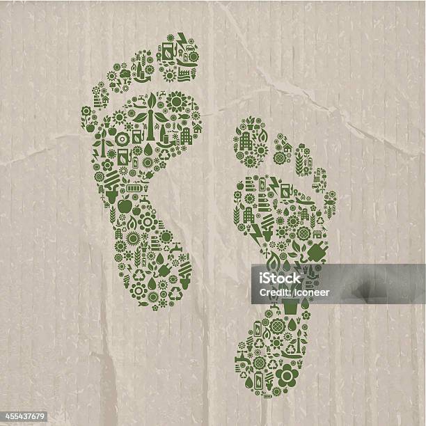 Ноги Принтом Ecology Icons — стоковая векторная графика и другие изображения на тему Отпечаток ноги - Отпечаток ноги, Охрана окружающей среды, Дом