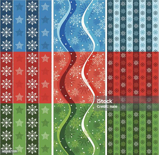 Snow Flakes Wrapping Paper Set Four Stock Illustration - Download Image Now - Backgrounds, Blue, Celebration Event