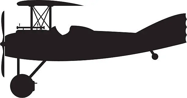 Vector illustration of WW1 Style Military Biplane Silhouette