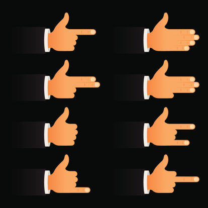 Some icons of hands with different fingers raised. The vectors are really flexibile, so you could easily create other gestures (just remove the fingers you don't want)