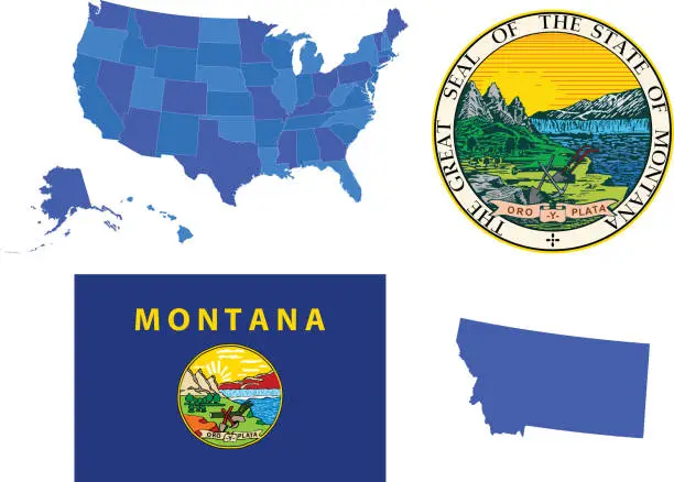 Vector illustration of Montana state set