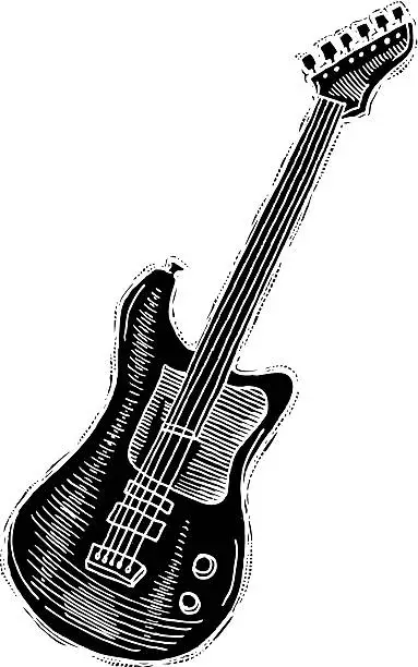 Vector illustration of Electric Guitar reverse ink
