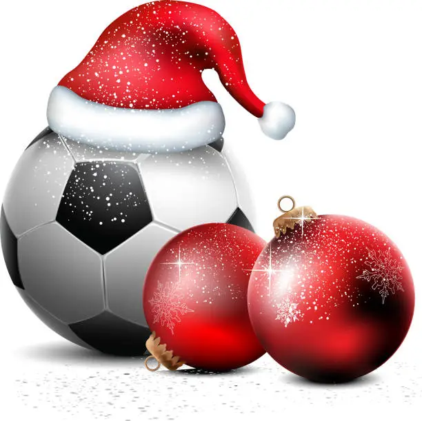Vector illustration of Soccer Ball Christmas Background