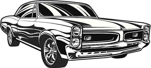 ilustraciones, imágenes clip art, dibujos animados e iconos de stock de pontiac gto - coche deportivo