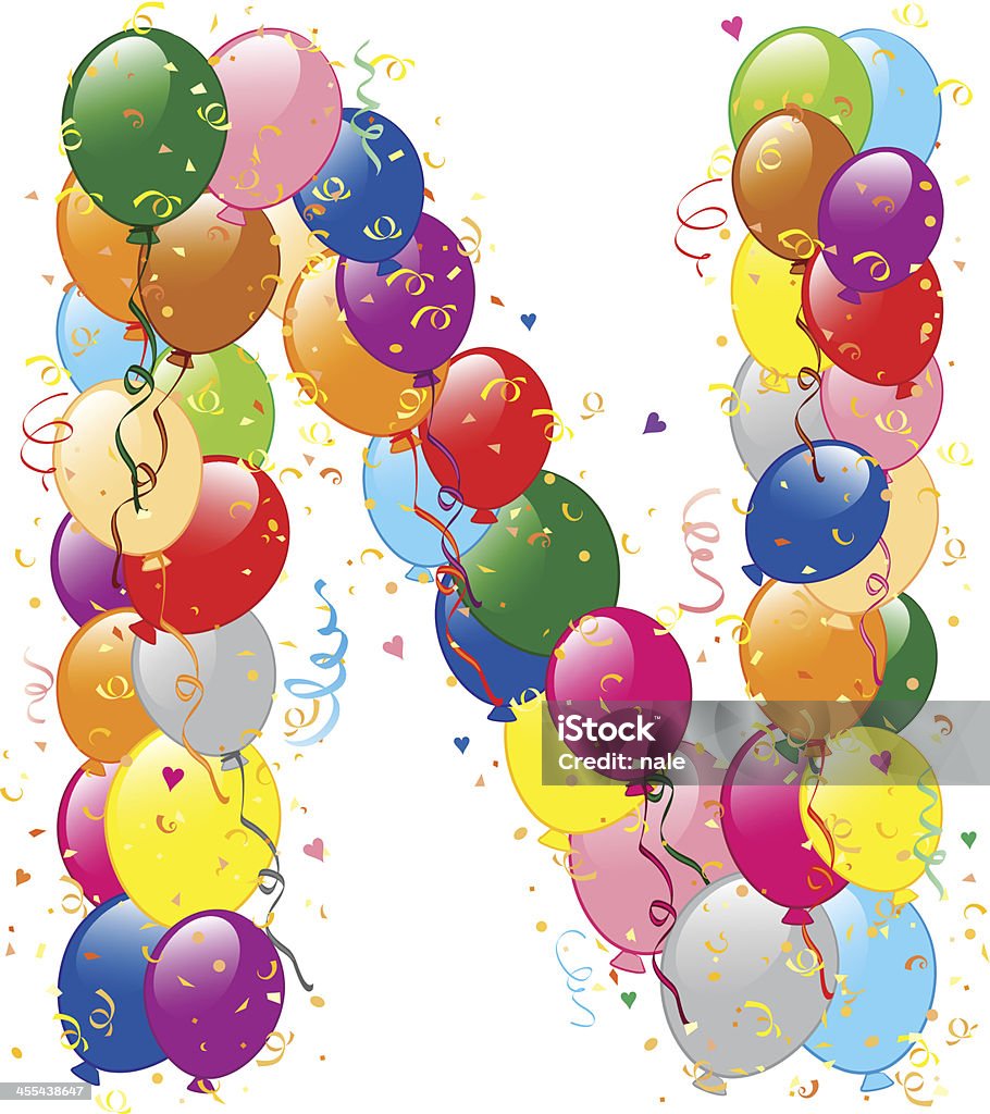 Dekorative Ballons N Buchstabe - Lizenzfrei Alphabet Vektorgrafik