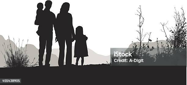 Familyoutside — стоковая векторная графика и другие изображения на тему Семья - Семья, Четыре человека, Силуэт