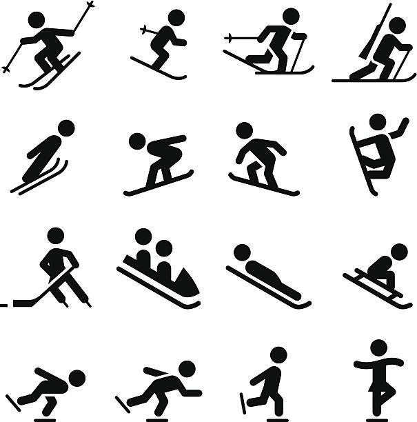 snow sports-icons-schwarz-serie - bobfahren stock-grafiken, -clipart, -cartoons und -symbole