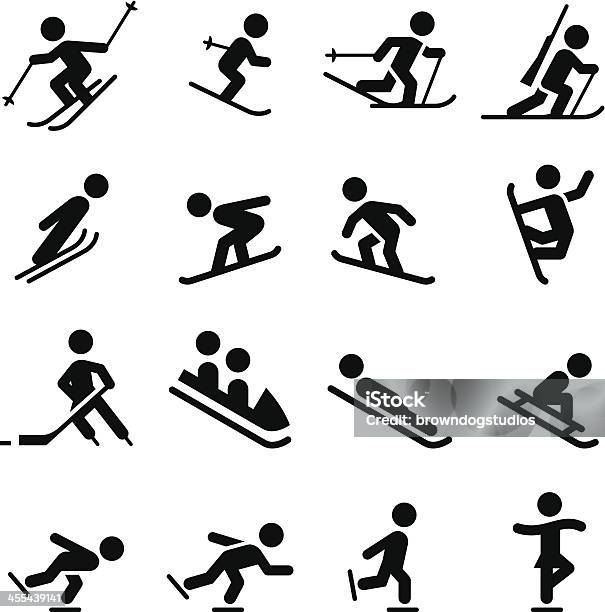 スノースポーツアイコンブラックシリーズ - アイコンのベクターアート素材や画像を多数ご用意 - アイコン, スキー, スキー板