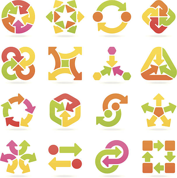 화살표 표시가 있는 색상 설정 vi - chart star shape square shape symbol stock illustrations
