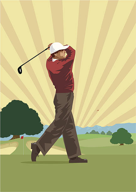 illustrations, cliparts, dessins animés et icônes de golfeur tee off - sports flag golf individual sports sports and fitness