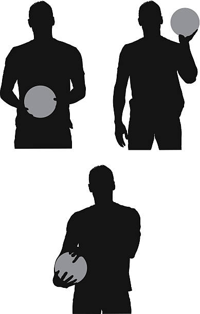 несколько изображения человек, держа мяч - bowling isolated sportsman vertical stock illustrations