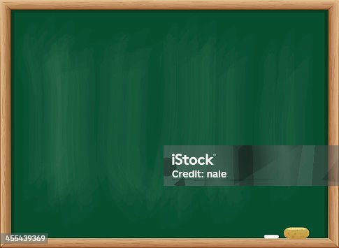 istock Blank blackboard with chalk and duster 455439369