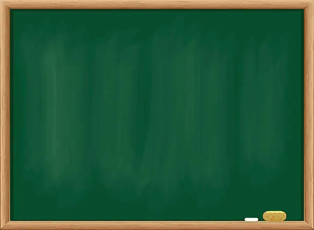 Vector illustration of Blank blackboard with chalk and duster