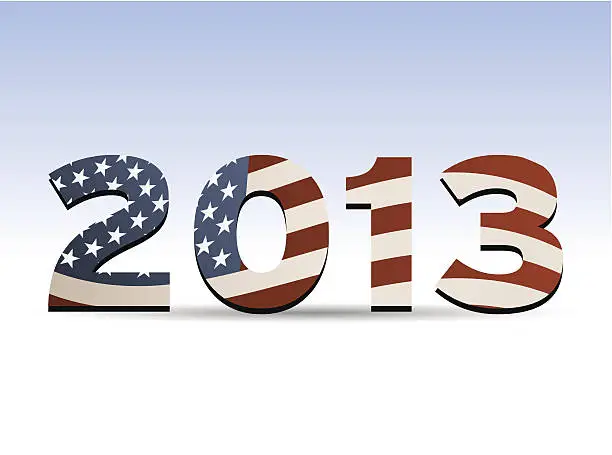 Vector illustration of Year 2013 with Stars and Stripes