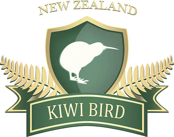 Vector illustration of Golden Kiwi Shield