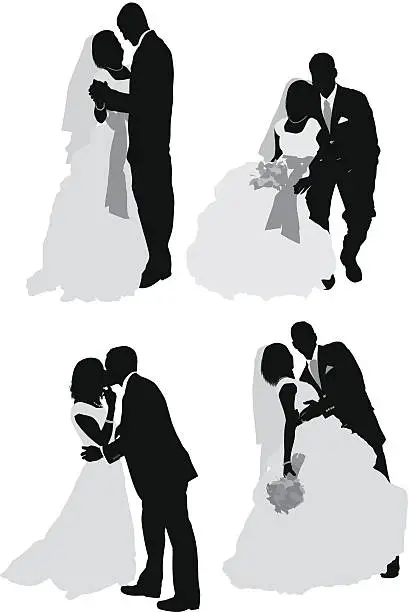 Vector illustration of Silhouette of a newlywed couple