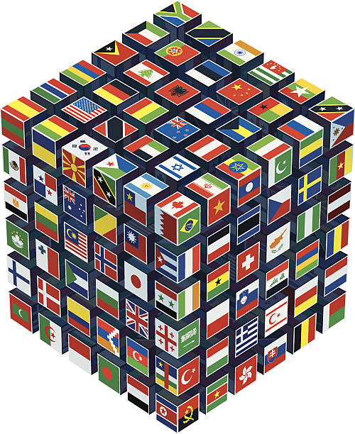 куб с национальные флаги - portugal ghana stock illustrations