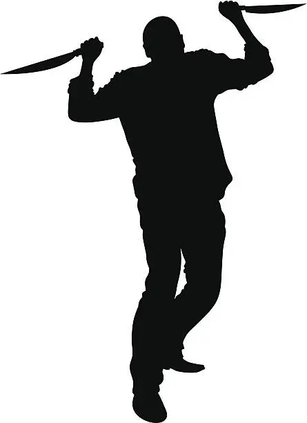 Vector illustration of Knife Man Silhouette