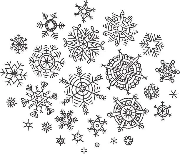 Vector illustration of Hand-drawn snowflakes